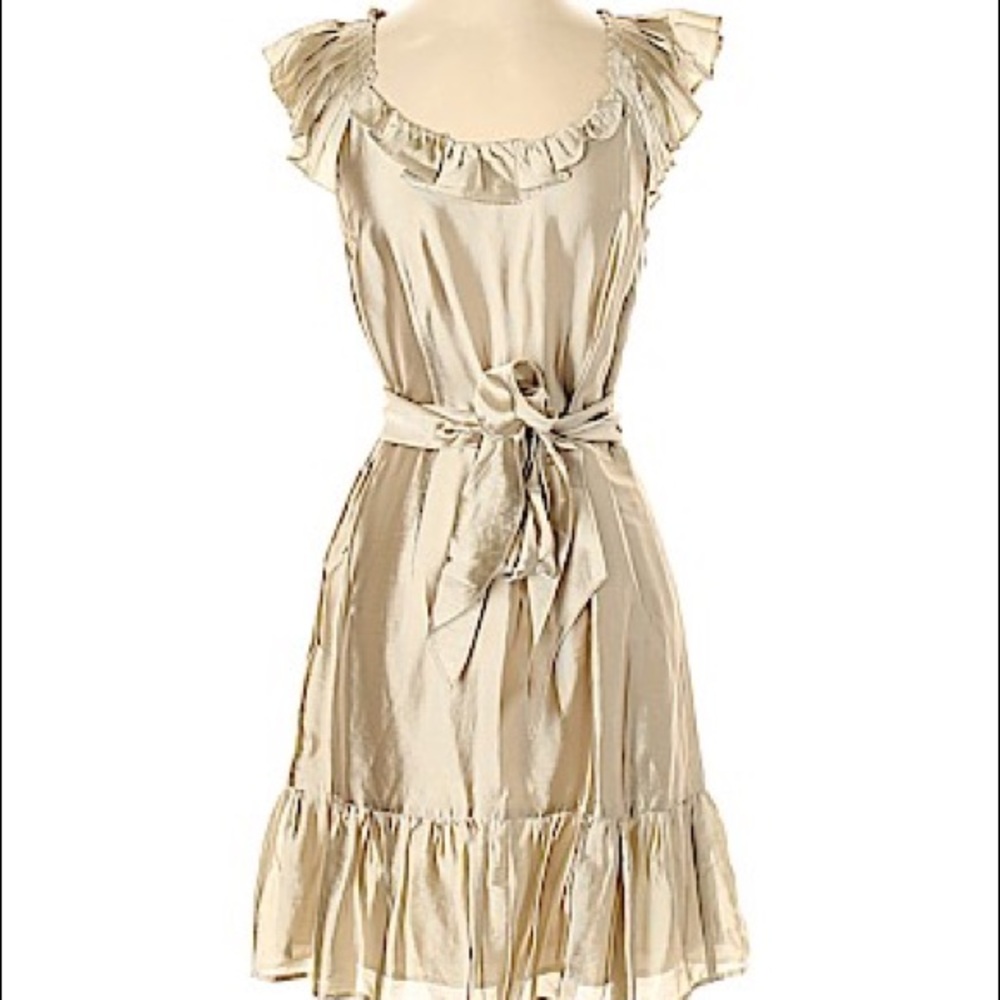 Gold Ann Taylor dress with belted waist